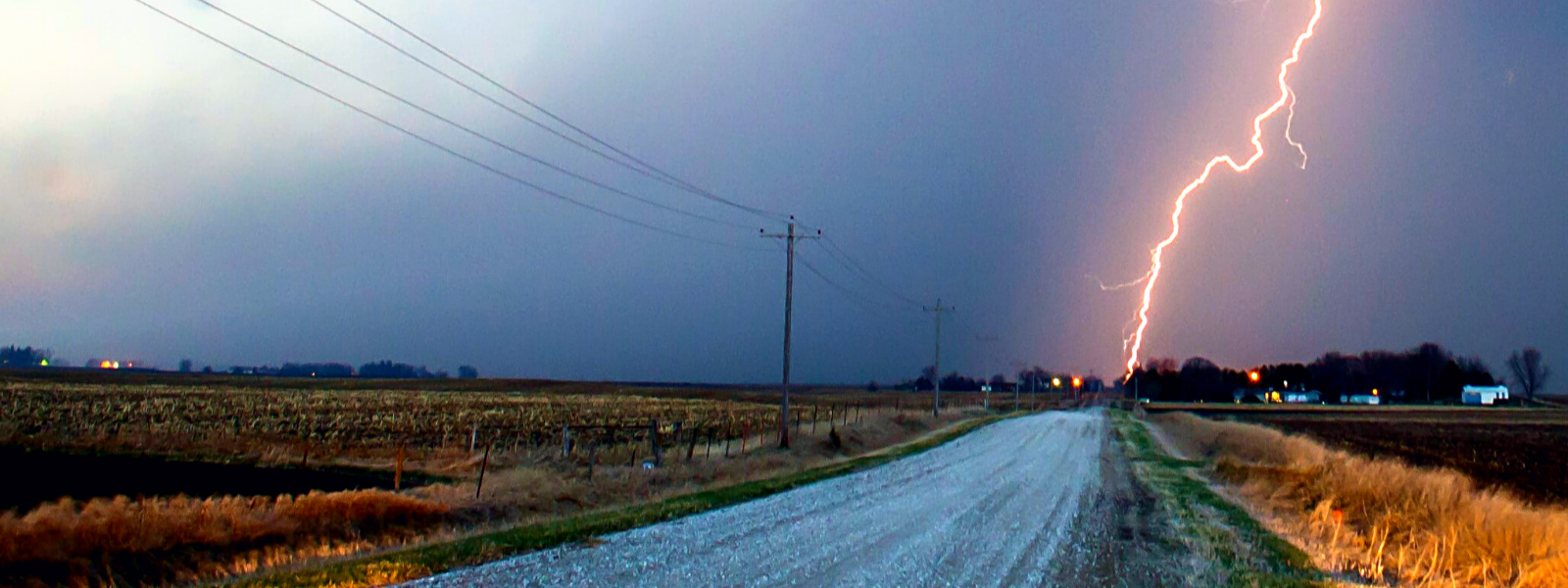 Lightning near powerline